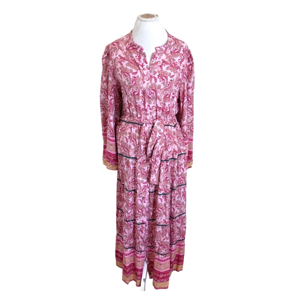 Pink Paisley Tiered Maxi Dress
